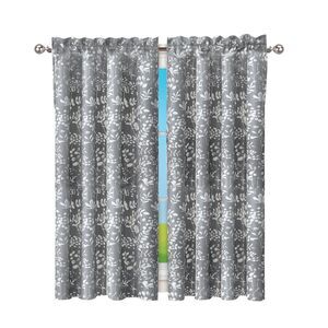 Collections Etc Charlotte Floral Design Rod Pocket Top Curtains